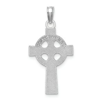 Rhodium Over 14K White Gold Celtic Cross Pendant