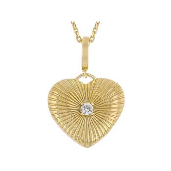White Zircon Heart Enhancer Pendant With Chain In 18K Gold Over Sterling
Silver 0.12ct