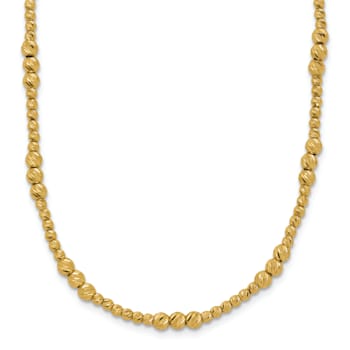 14K Yellow Gold Diamond-cut Beaded 18-inch Necklace