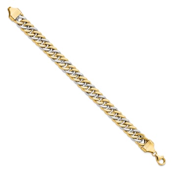 14K Yellow and White Gold 8-inch Curb Link Bracelet