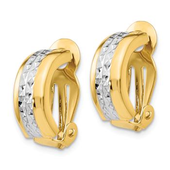 14k Yellow Gold and Rhodium Over 14k Yellow Gold Polished Diamond-Cut
Non-pierced C-Hoop Earrings