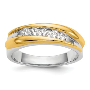 14K Yellow and White Gold Lab Grown Diamond SI1/SI2, G H I, Men's Band