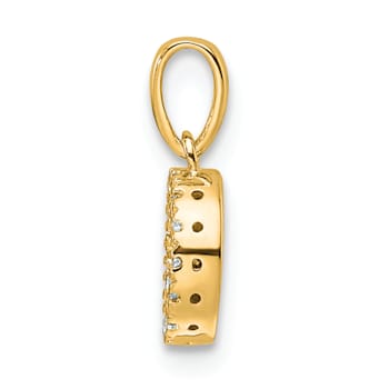 14K Yellow Gold Diamond Letter O Initial with Bail Pendant
