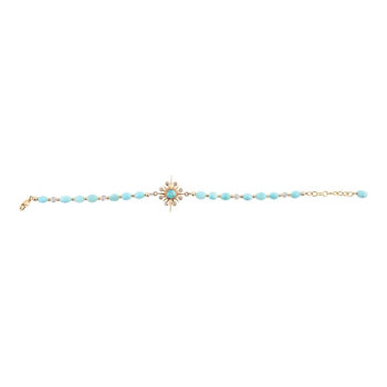 Barse Jewelry Blue Composite Turquoise Gold Tone Celestial Beaded Bracelet