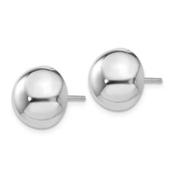 Rhodium Over 14k White Gold 10mm Half Ball Earrings