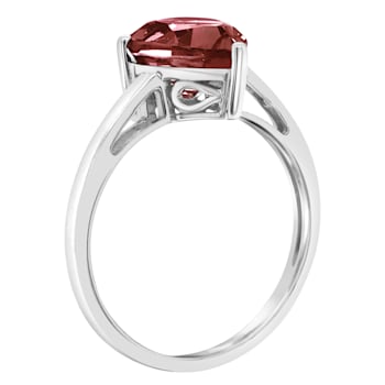 12x8mm Pear Shape Garnet Rhodium Over Sterling Silver Ring