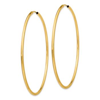 14k Yellow Gold 2 9/16" Polished Round Endless Hoop Earrings
