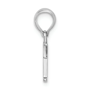 Sterling Silver Polished Block Initial -T- Pendant