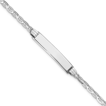 Rhodium Over 14k White Gold Mariner Link ID Bracelet