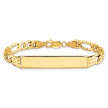 10k Yellow Gold Figaro Link ID Bracelet