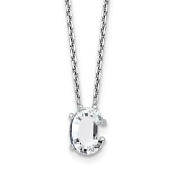 White Lab-Grown Diamond F VS 14K White Gold "C" Initial
Necklace 1.80ct