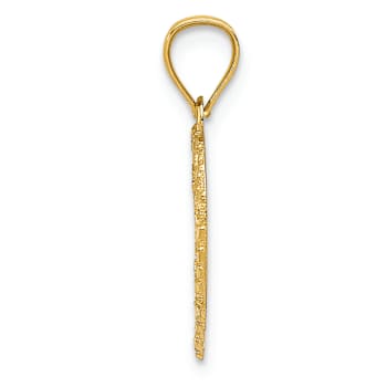 14k Yellow Gold Polished and Textured Open Heart Pendant