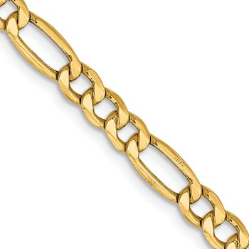 14k Yellow Gold 4.2mm Figaro Link 24 Inch Chain