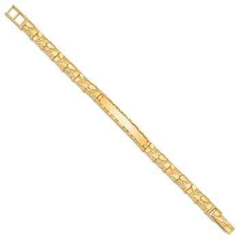 14k Yellow Gold Textured Nugget ID Bracelet