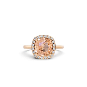 14K Rose Gold Morganite and Diamond Ring 1.38 ctw