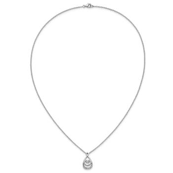 Rhodium Over Sterling Silver Polished Vibrant Cubic Zirconia Teardrop Necklace