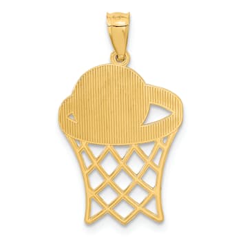 14k Yellow Gold Diamond-Cut Basketball Pendant