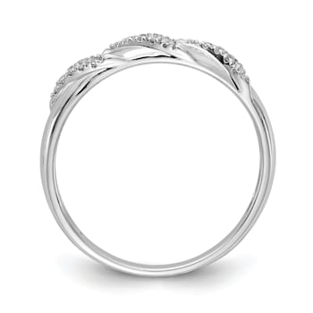 Rhodium Over 14K White Gold Diamond Trio Ladies Wedding Band 0.07ctw