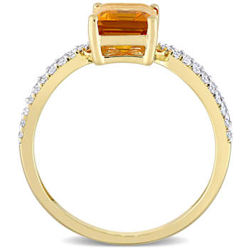 Madeira Citrine and Diamond 14K Yellow Gold Ring 1.7ctw