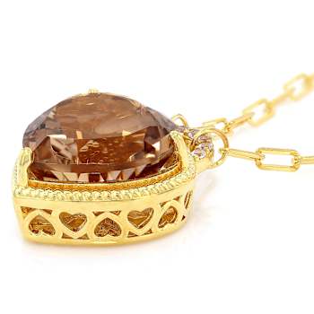 Champagne Quartz Heart And White Zircon Toggle Necklace In 18K Gold Over
Sterling Silver 10.06ctw
