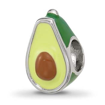 Sterling Silver Kids Enamel Avocado Half with Pit Bead
