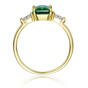Emerald Color CZ Three-Stone Engagement-Style Ring In 14K Gold Over
Sterling Silver