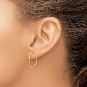 14K Yellow Gold Polished 1mm Hoop Earrings