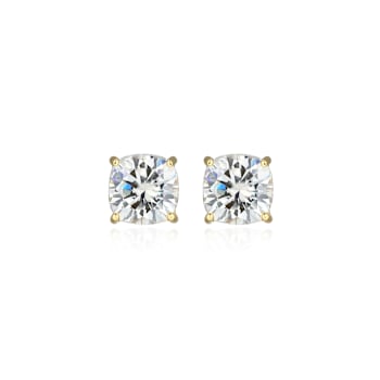 Square Cushion Cut Moissanite 14k Yellow Gold Over Silver Stud Earrings
2.20ctw DEW