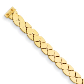 14K Yellow Gold Reversible Satin and Polished 9mm 7.25-inch Bracelet