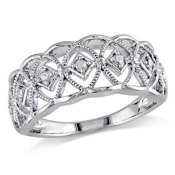 Diamond Accent Open Design Band Ring In Sterling Silver