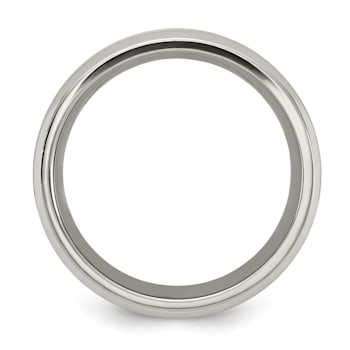 White Cubic Zirconia Titanium Men's 8mm Band Ring