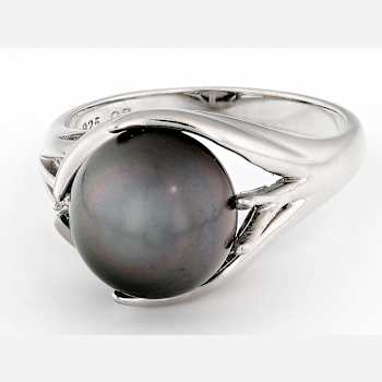 Tahitian Pearl And Topaz Ring In Sterling Silver