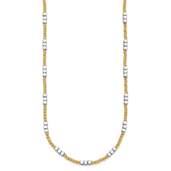 14K Two-tone Diamond-cut Beaded 18-inch Necklace