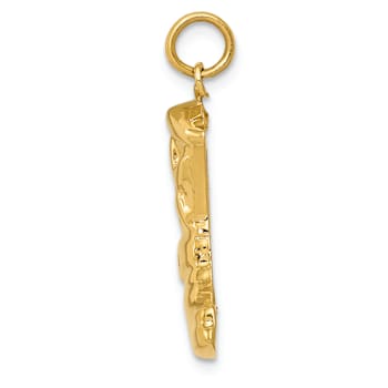 14k Yellow Gold Textured Boot Charm Pendant