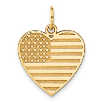 14k Yellow Gold Textured Flag Heart Pendant