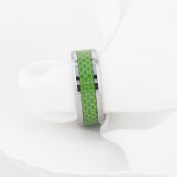 VERMONT Tungsten Wedding Band With Emerald Green Carbon Fiber Inlay 8mm