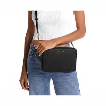 Michael Kors Jet Set Large Black Saffiano Leather Crossbody Bag