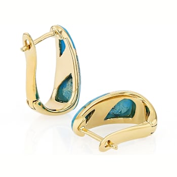 Turquoise Dangle Earrings In 18K Gold Over Sterling Silver 12x7mm And 12x8mm