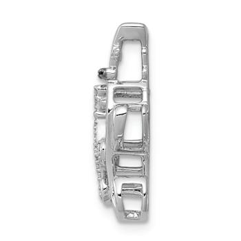 Rhodium Over 14k White Gold White and Black Accent Diamond Cats Chain
Slide Pendant