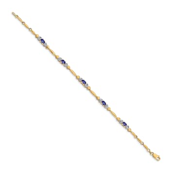 14k Yellow Gold and Rhodium Over 14k Yellow Gold Diamond and Tanzanite Bracelet