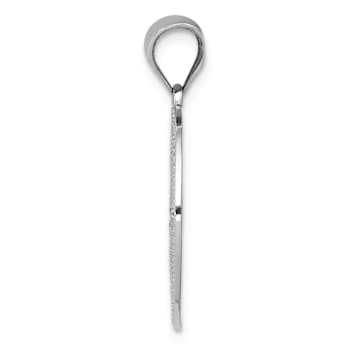 Rhodium Over 14k White Gold Textured Peace Symbol Pendant