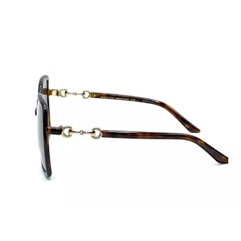 Gucci Brown Tortoise Square Frame / Brown Lens Sunglasses