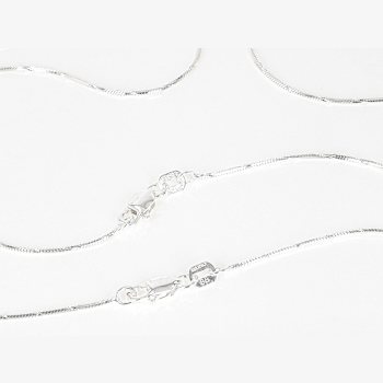 Set Of Two Snake ChaIn Diamond-Cut Station Necklaces In Sterling Silver