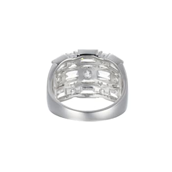White Cubic Zirconia Platinum Over Sterling Silver Three Row Band Ring 4.62ctw