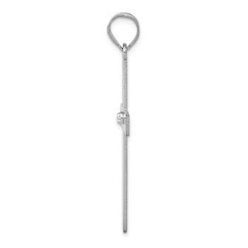 Rhodium Over 14k White Gold Diamond Cross Pendant
