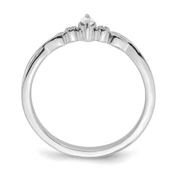 Rhodium Over 14K Gold Petite Beaded Edge Marquise Diamond Ring 0.09ctw