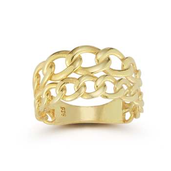 Sterling Statements 14K Yellow Gold Over Sterling Silver Stacked Curb Ring