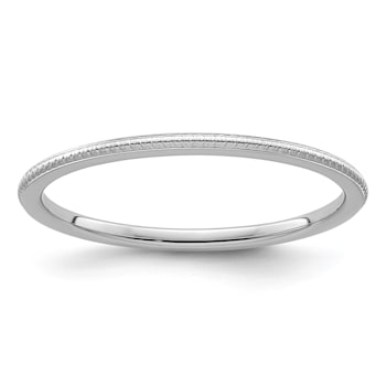 Rhodium Over 10K White Gold 1.2mm Bead Stackable Expressions Band
