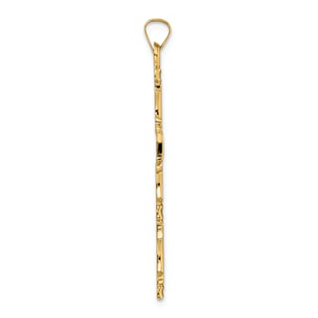 14k Yellow Gold Polished Solid Fancy Design Cross Pendant