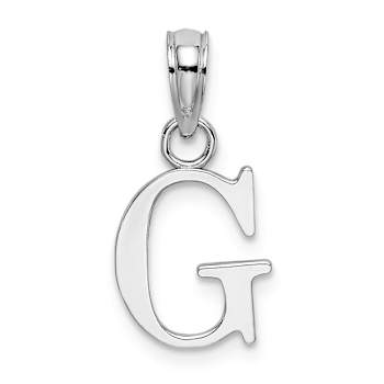 Rhodium Over 14k White Gold Polished Block Letter G Initial Pendant